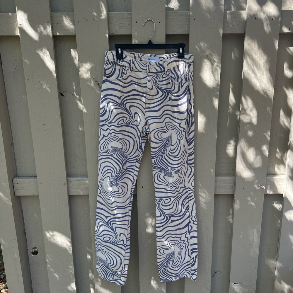 Zara purple and white funk print pants